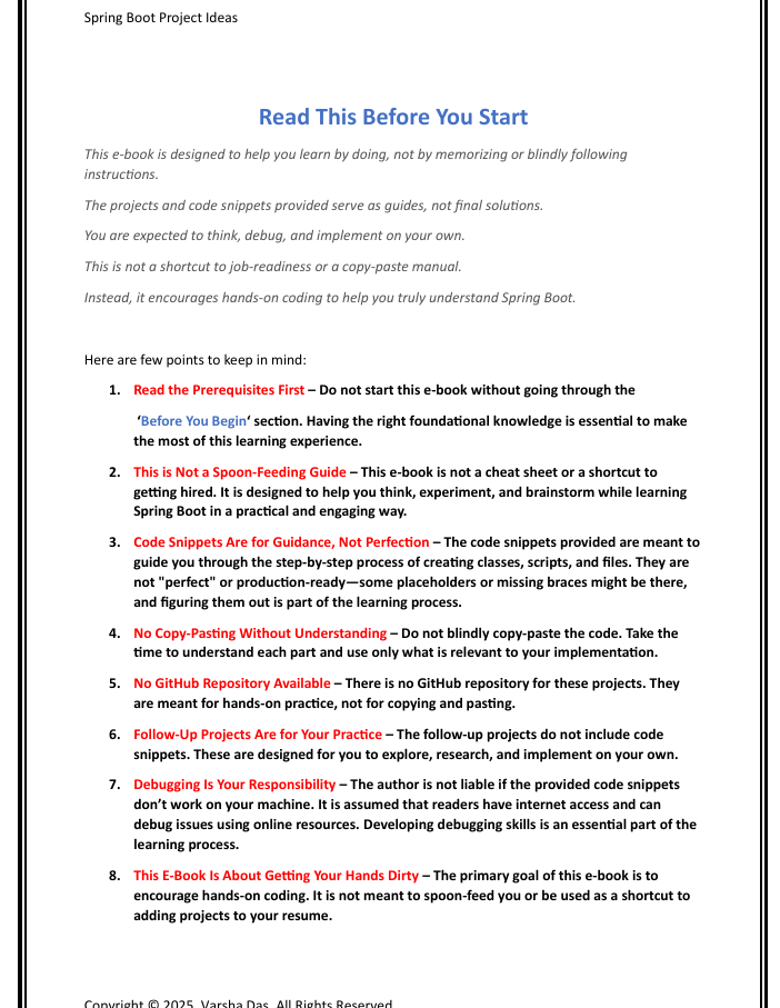 Spring Boot Project Ideas Handbook